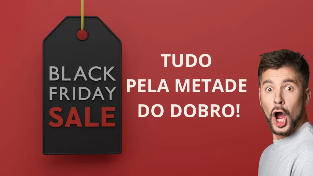 Homem surpreso com propaganda enganosa da Black Friday